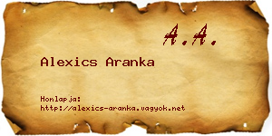 Alexics Aranka névjegykártya